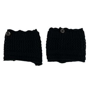 Boot Cuff Topper Sweater Two Button Black Crochet Lace